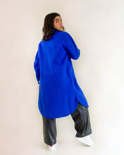 Cargar imagen en el visor de la galería, Maxi chaqueta camisera lana - Azul
