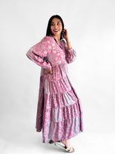 Cargar imagen en el visor de la galería, Maxi vestido manga larga hindu con botones, unitalla
