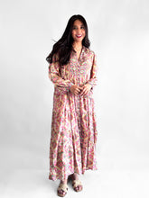 Cargar imagen en el visor de la galería, Maxi vestido manga larga hindu con botones, unitalla
