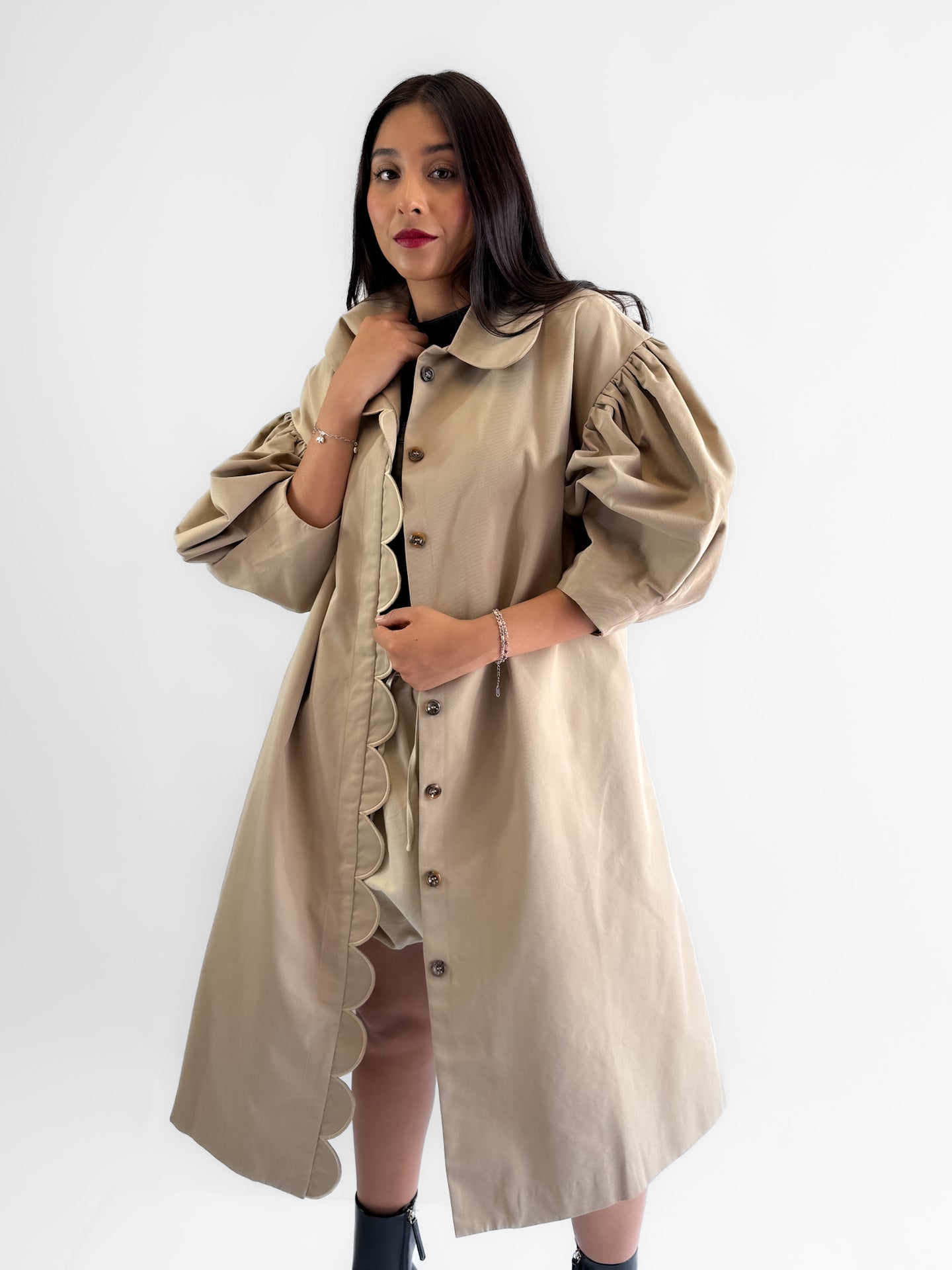 Blazer gabardina manga bombacha ondas