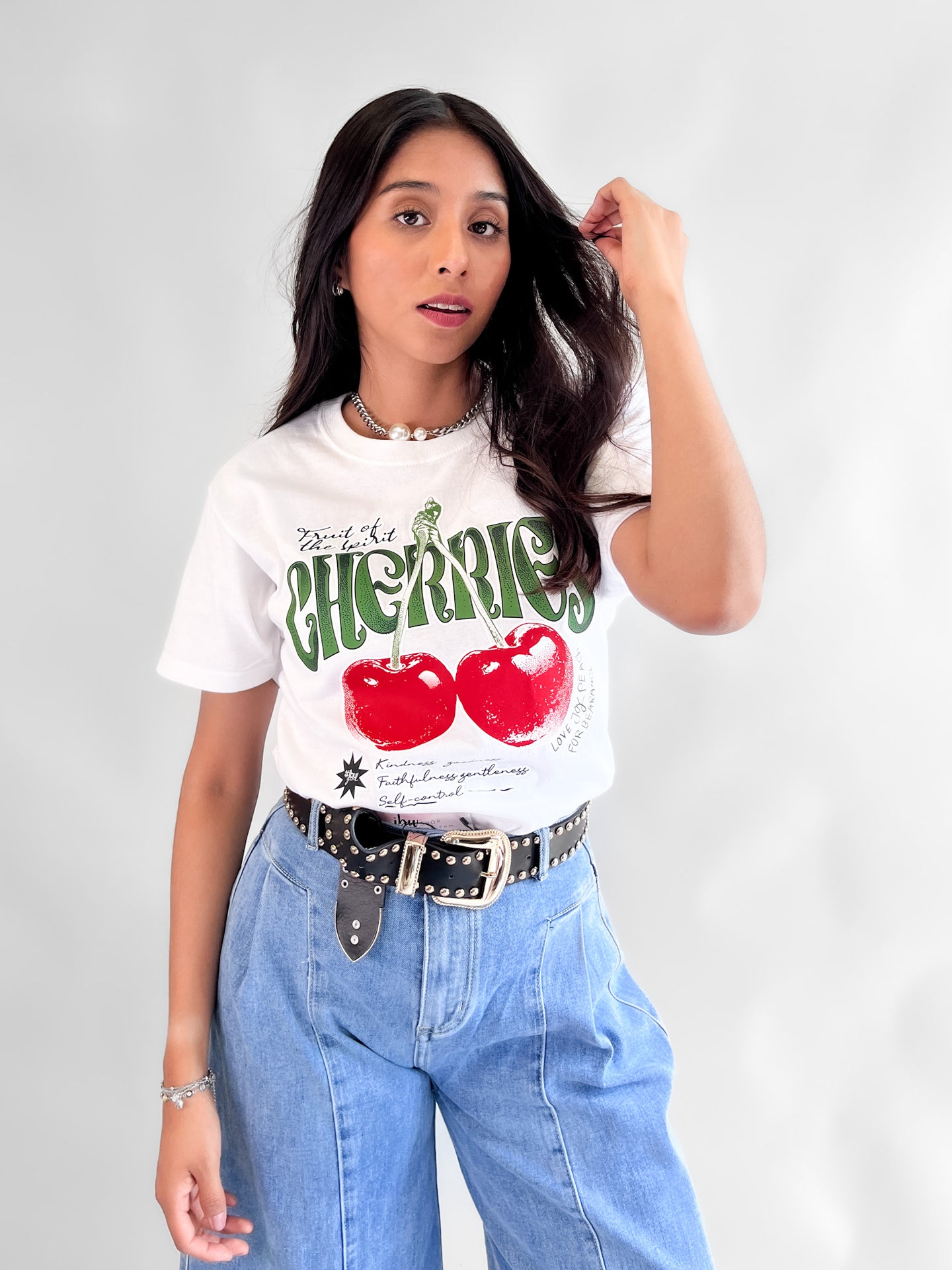 Tshirt básica oversized- Cherry blanco