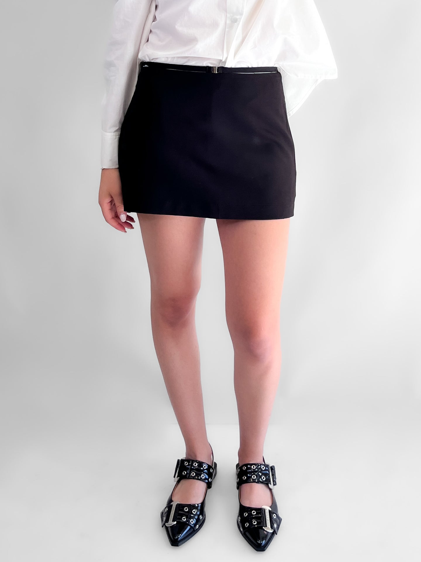 Falda short con cintillo - Negro