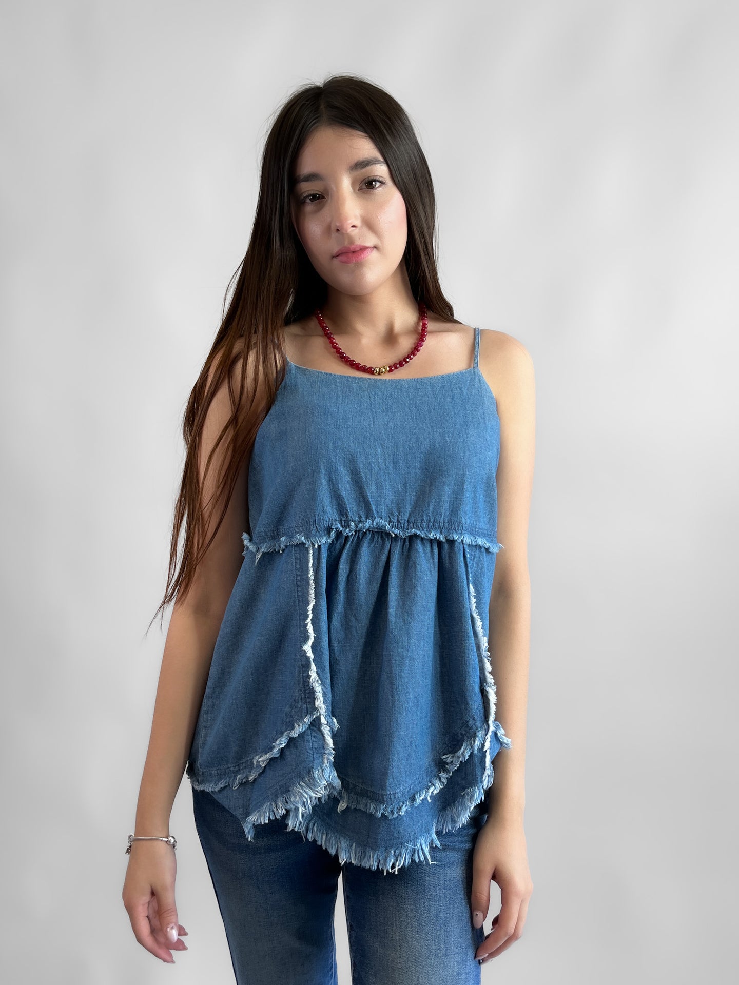 Blusa tirantes denim ondas