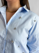 Cargar imagen en el visor de la galería, Camisa popelina con piedras- Azul
