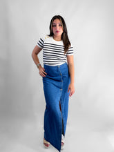 Cargar imagen en el visor de la galería, Blusa punto rayas marinero - Blanco/Marino
