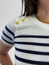 Cargar imagen en el visor de la galería, Blusa punto rayas marinero - Blanco/Marino

