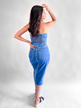 Cargar imagen en el visor de la galería, Vestido midi strapple denim
