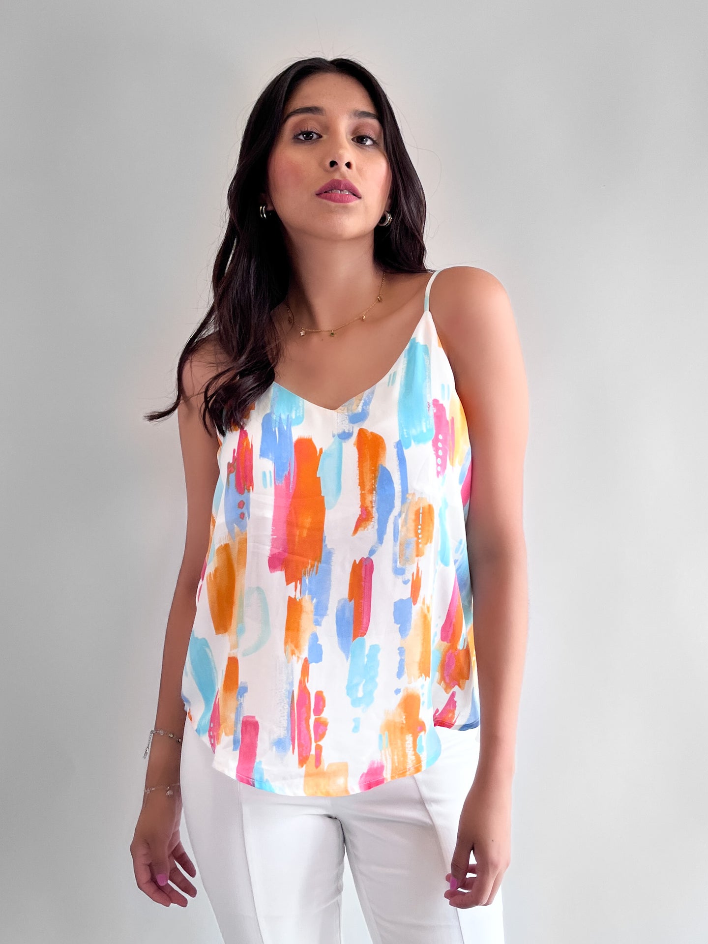 Blusa tirante holgada colores - Blanco