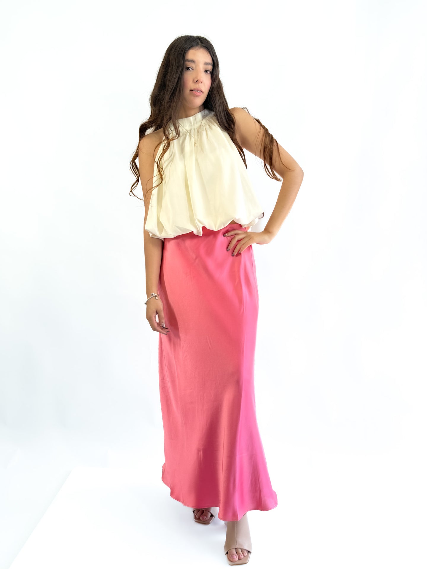 Maxi falda satinada linea A