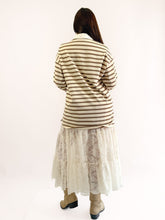 Cargar imagen en el visor de la galería, Rugby polo rayada con cardigan puño - Beige/cafe
