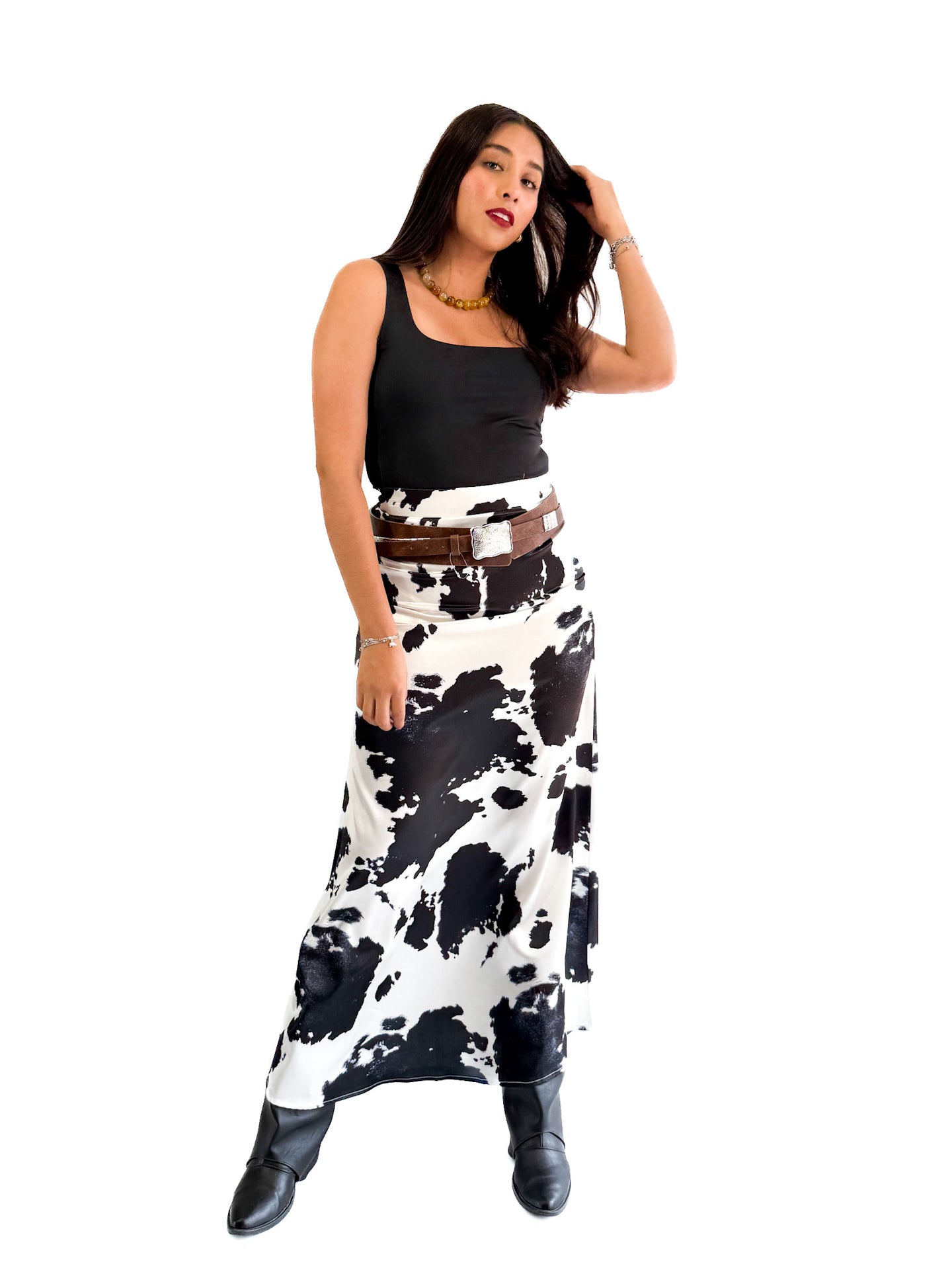 Maxi falda satin print