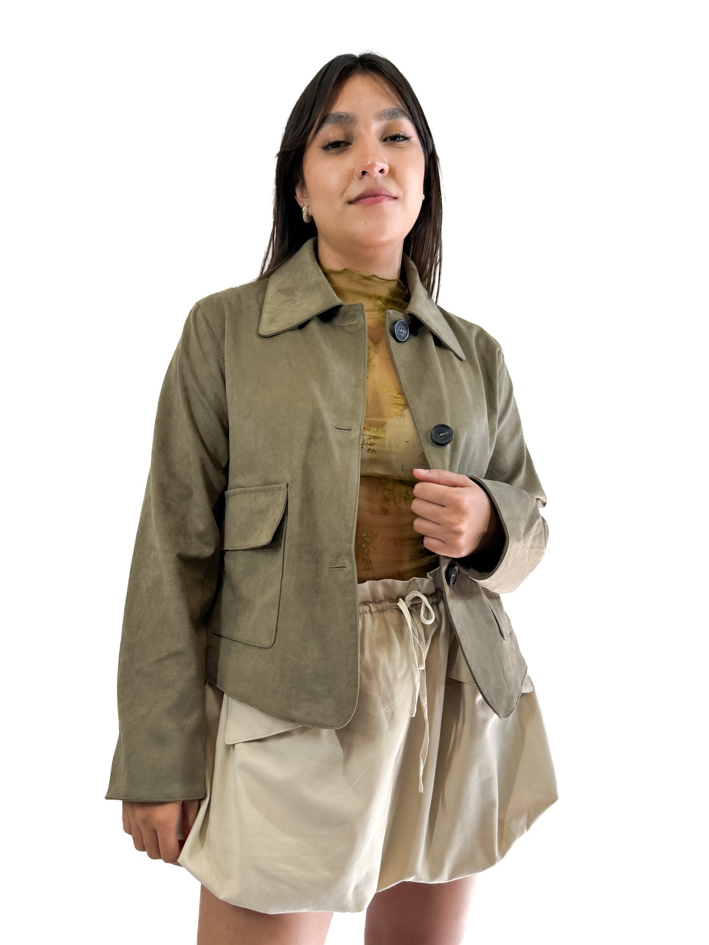 Chaqueta suede con botones