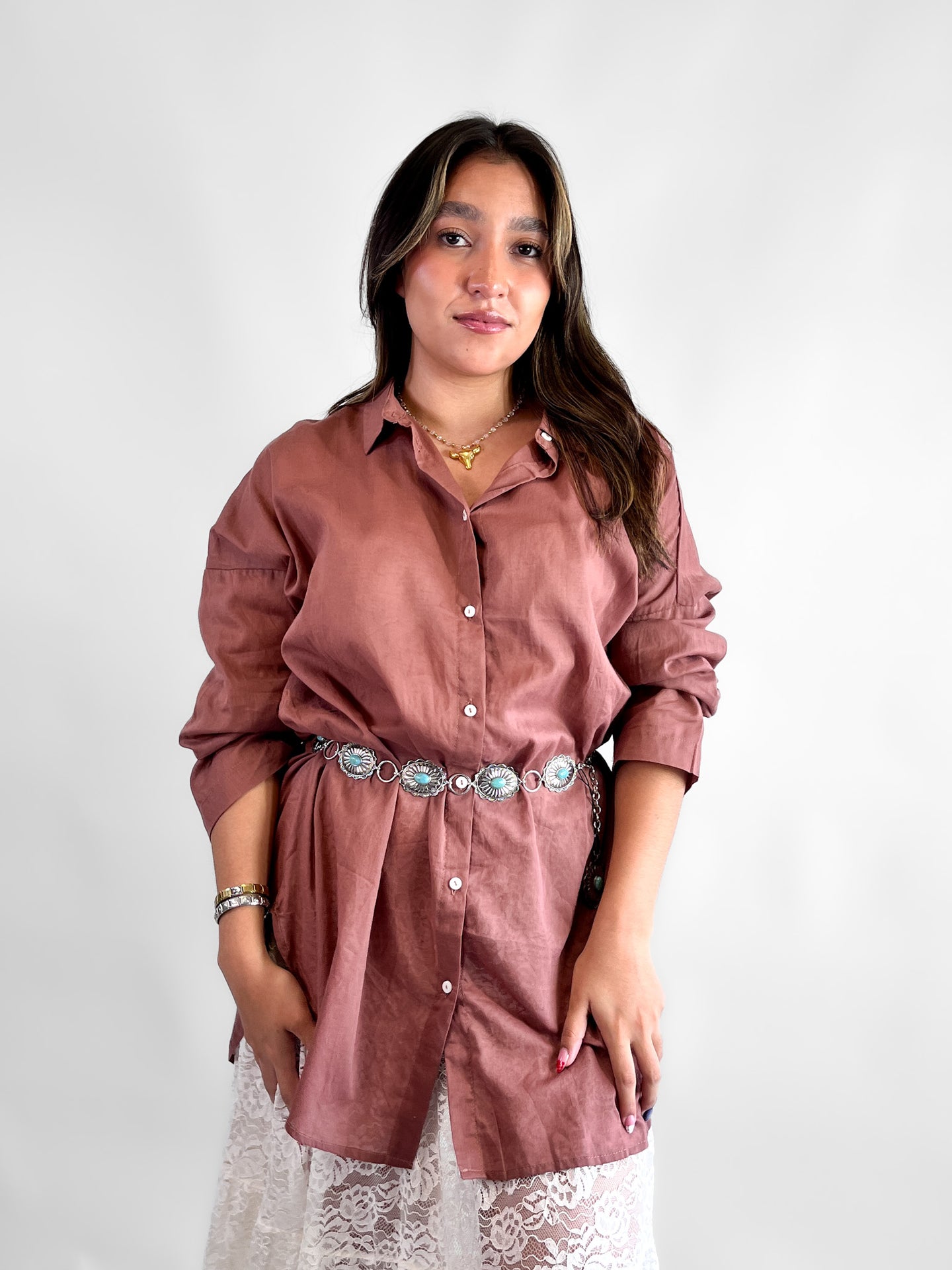 Camisero oversize traslúcido 100% algodón - Café