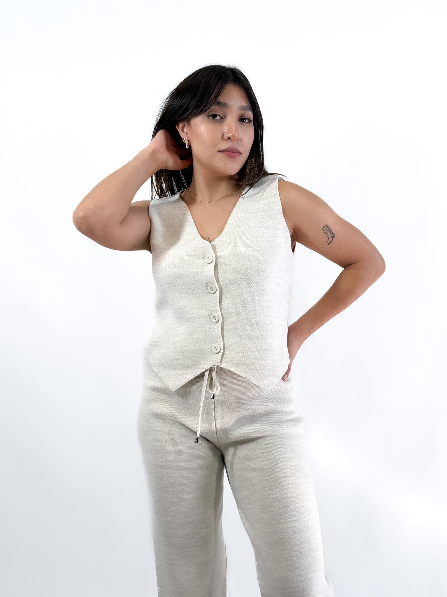 Set punto chaleco con botones - Gris