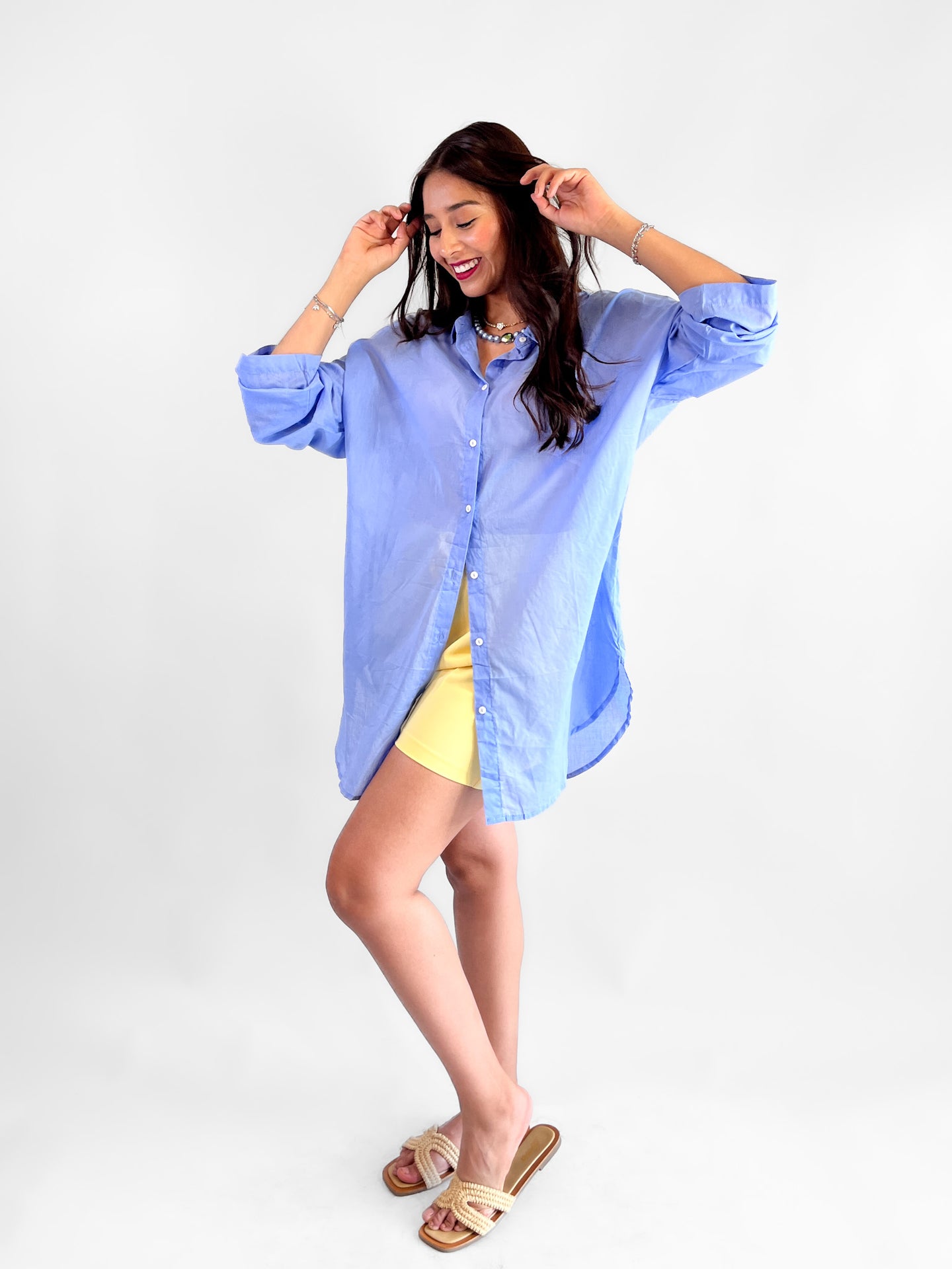 Camisero oversize traslúcido 100% algodón - Azul